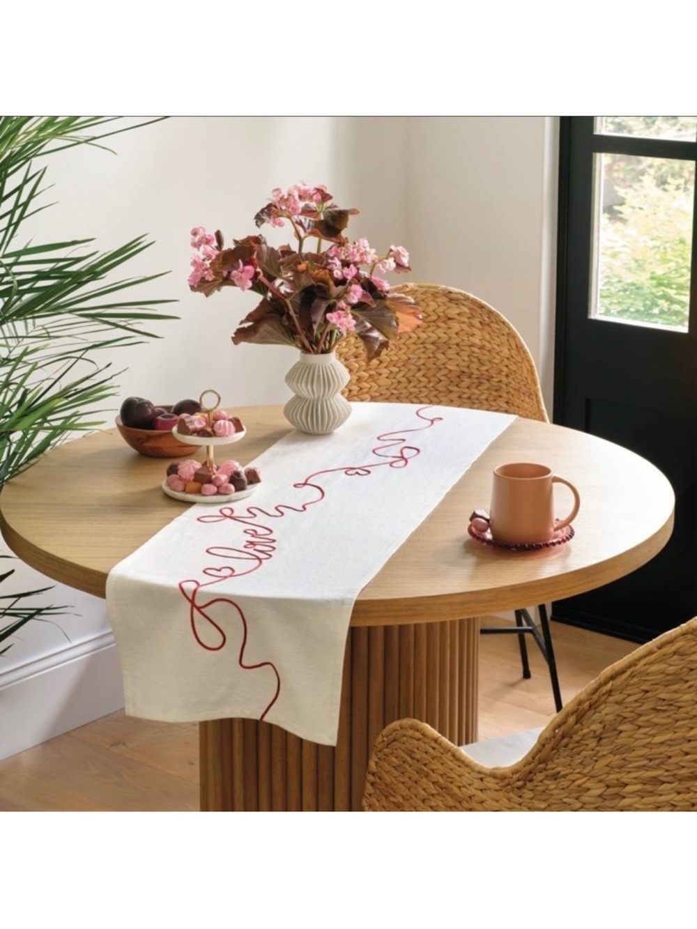 Threshold embroidery ribbon table runner